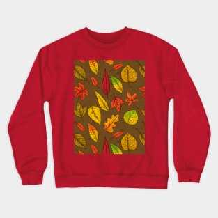 Autumn leaves on brown Crewneck Sweatshirt